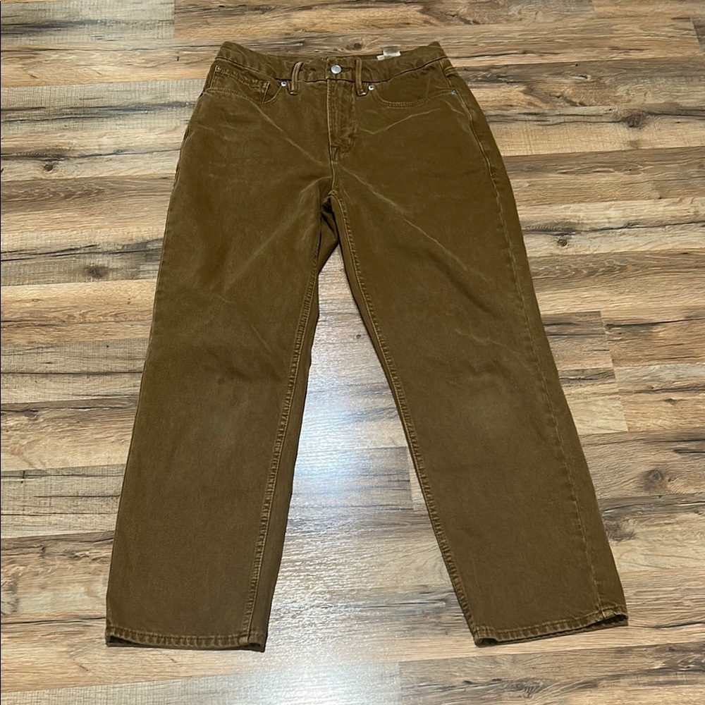 GOOD AMERICAN WOMEN STRAIGHT PANT HIGH RISE BROWN Sz 4/27